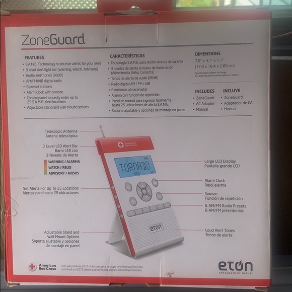 ZoneGuard Weather Alert Clock Radio With Flashing - Picture 3 of 5